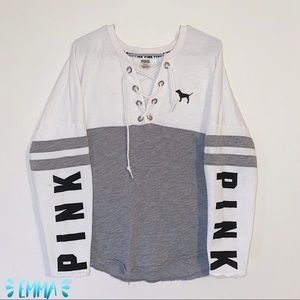 light grey & White long sleeve.